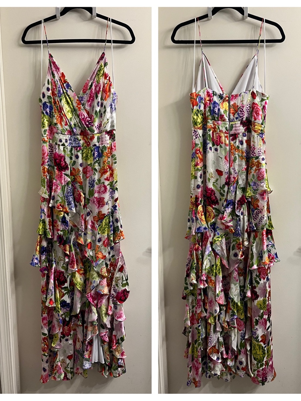 Alice + Olivia Hayden Floral Ruffle Maxi Dress Size 10 - Picture 3 of 12